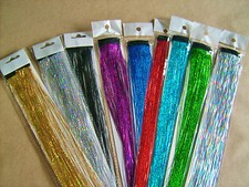 18" PACKS OF FINE HOLOGRAPHIC FLASHABOU TINSEL IN VARIOUS COLOURS - FLY TYING