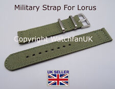 Green Fabric Canvas Military Army Watch Strap Fits Lorus RXD425L8 RJ655AX9