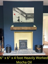 SOLID OAK BEAM Fireplace Mantel Mantle Shelf Lintel Mantelpiece HEAVILY WORKED