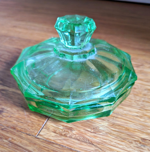 Uranium glass 1930s faceted - glass,