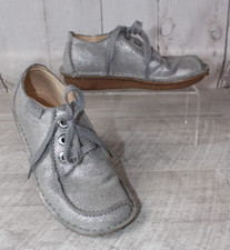 Ladies CLARKS Funny Dream Silver colour leather Shoes Size 4 D