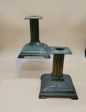 Pair Antique Doric Column Candlesticks