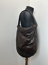 Jigsaw Brown Leather Hobo Shoulder Bag 17” X 16” Zip Top