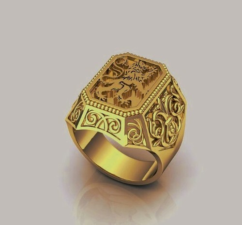 5pc lion emblem ring - emblem, wax