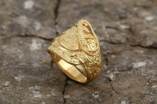 Heavy gold saddle ring - saddle, men's