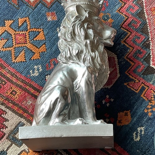 Silver lion statuette - silver,