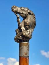 Antique Swagger Stick With Brass Russian Cossack Top Display Military Collector