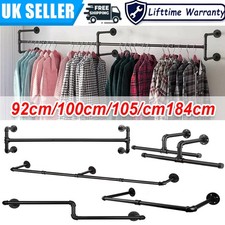 Industrial Pipe Clothing Rack Wall Mounted Clothes Rail Hanging Display Rack UK