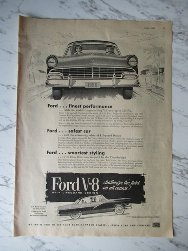 1956 vintage print ford - print, v-8