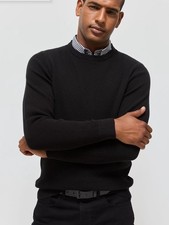 Asda George Black Crew Neck Jumper With Mock Checked Shirt. NWT. Size XL