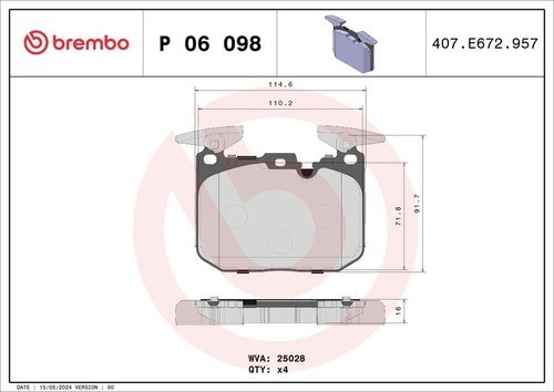 Brembo p06098 brake pad - brembo, set