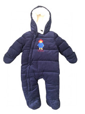 Baby  Boys Navy Paddington Bear Snowsuit Pram Suit  6/9 Months