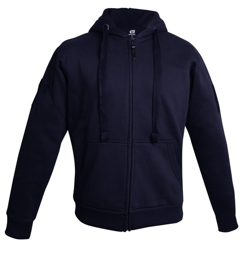 Navy zip hoodie with arm - hoodie,