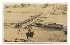 ww1 Photo Postcard, Troops Crossing Pontoon Bridge 