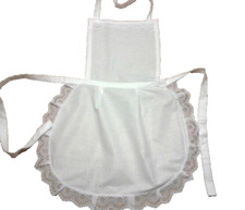  LADIES WHITE FULL COTTON APRON PINNY LACE   VICTORIAN MAID fancydress hen party