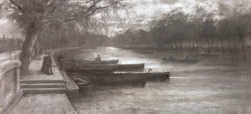 British charcoal painting - british,