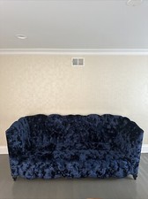 Blue Crushed Velvet Sofa Navy