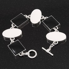 Black/Cream Enamel Geometric