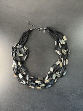 Marks And Spencer Black Multi Strand Beaded Mother Of Pearl Abalone Necklace 