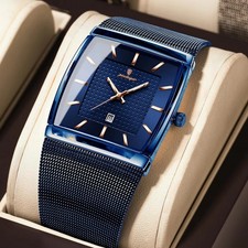 Mens Watch Waterproof Quartz Stainless Steel Mesh Strap Luminous Date Gift Wrist