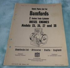 Original  antique Bamfords Z series Diesel engines spare parts list 1955