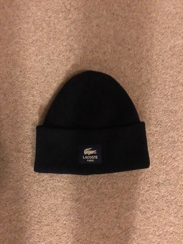 Lacoste navy blue beanie hat - blue,