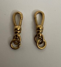 2 small solid brass albert swivel pocket watch clasp dog clip chain fob bracelet
