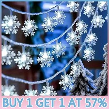 LED Snowflake Lights Battery Christmas Fairy String Light Xmas Wedding Party UK-