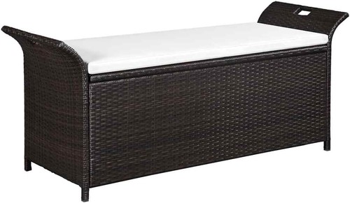 Bench brown rattan large - bench, pe
