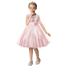 Girls Bridesmaid Dress up Flower Kids Party Rose Bow Wedding Dresses Princess GF