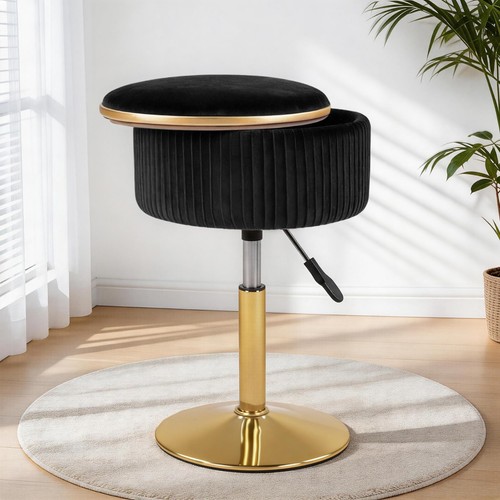 Adjustable velvet vanity - adjustable, stool