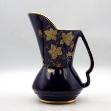 CROWN DEVON  1930s Art Deco Pottery BLUE LUSTRE JUG