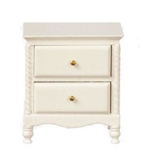 Dolls House White Summer Bedside Chest Shabby Chic Nightstand Bedroom Furniture
