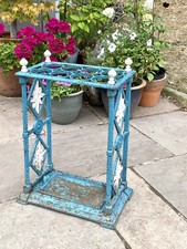Antique 19C Arts ￼& Crafts Decorative Stick/Umbrella Stand - Cast Iron with Tray