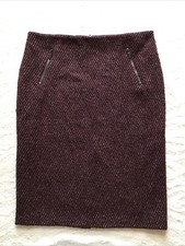 M&S wool/alpaca blend lined pencil skirt burgundy/fleck - Sz 14