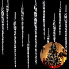 Glass Icicle 3.5-7.8 Inch Clear Twisted Glass Icicle Christmas Ornaments Icicle