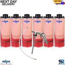 6x MIPA SUPER BLACK OVER PAINTABLE STONE CHIP 1LTR WITH GUN