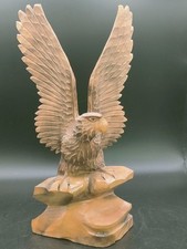 Vintage 27cm Handcarved Wooden Eagle Figurine Sculpture Rustic Folk Art
