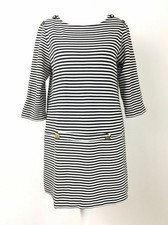 Zara Mini Dress Large 12 Drop Waist Monochrome Lagenlook Long Top Breton Striped