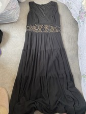 pomodoro dress Size 14 Black Chiffon Over Black Embroidered Waist Panel