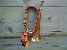 Bugle Copper & Brass Military Army Style With Badge & Tassles Militaria Bugel