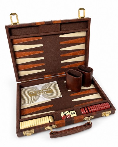 Backgammon set faux leather - faux,