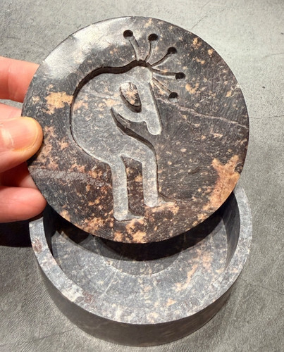 Vintage soapstone trinket box - vintage,