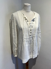 Lily and Lionel Blouse Top Size 10 Women's White Boho Textured tunic smock