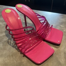 Zara Fushia Pink Rhinestone Strappy Stiletto Sandals shoes UK7