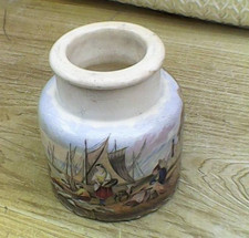 VICTORIAN PRATTWARE 'PEGWELL BAY' MENDING THE NETS PASTE JAR