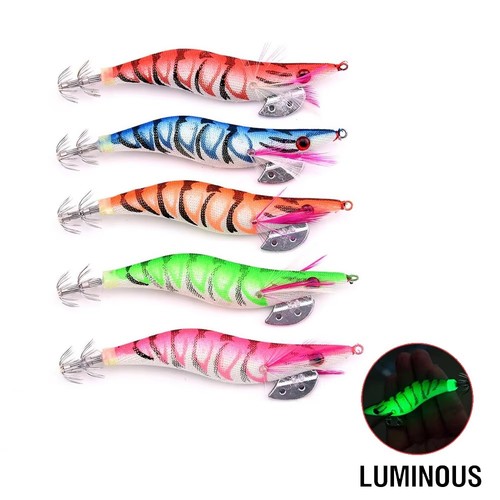 5pcs luminous squid jigs hook - luminous,