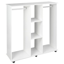 HOMCOM White Mobile Double Wardrobe with Hanging Rail, Refurbished