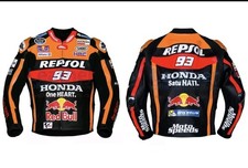 REPSOL HONDA 93 LEATHER RACING JACKET ARMOR PROTECTED CE APPROVED FOR MEN BIKER