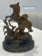 Antique Boy With Horse Spelter